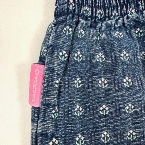 VINTAGE OSHKOSH Baby Denim Pull On‎ Pants Size 12 Months Floral Casual Classic - Picture 6 of 9